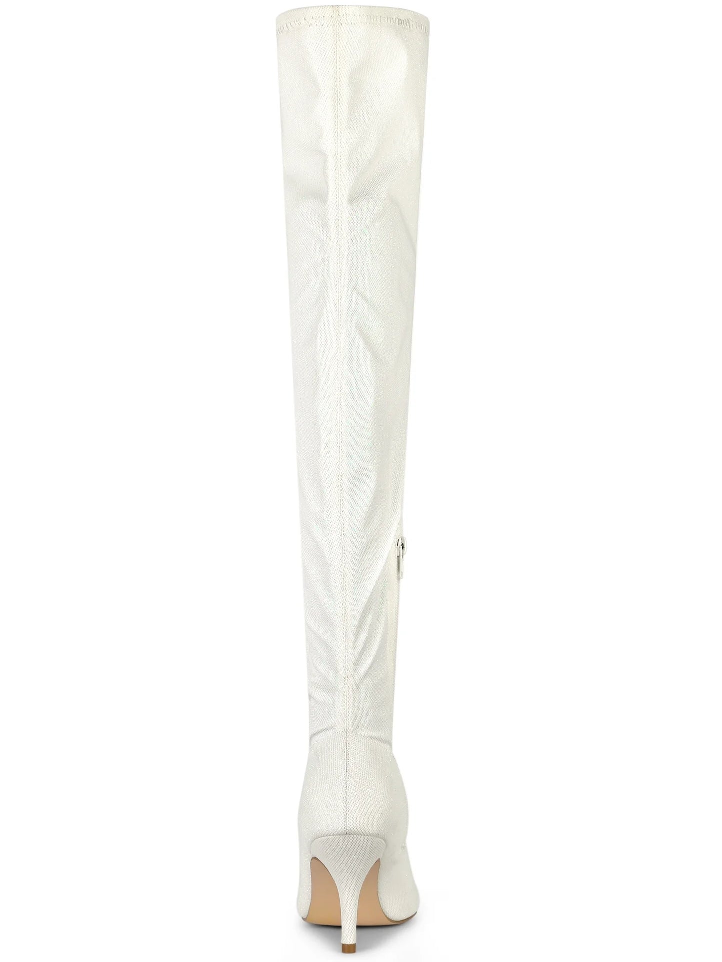 Women'S Glitter Pointed Toe Stiletto Heels over the Knee High Boots White 11