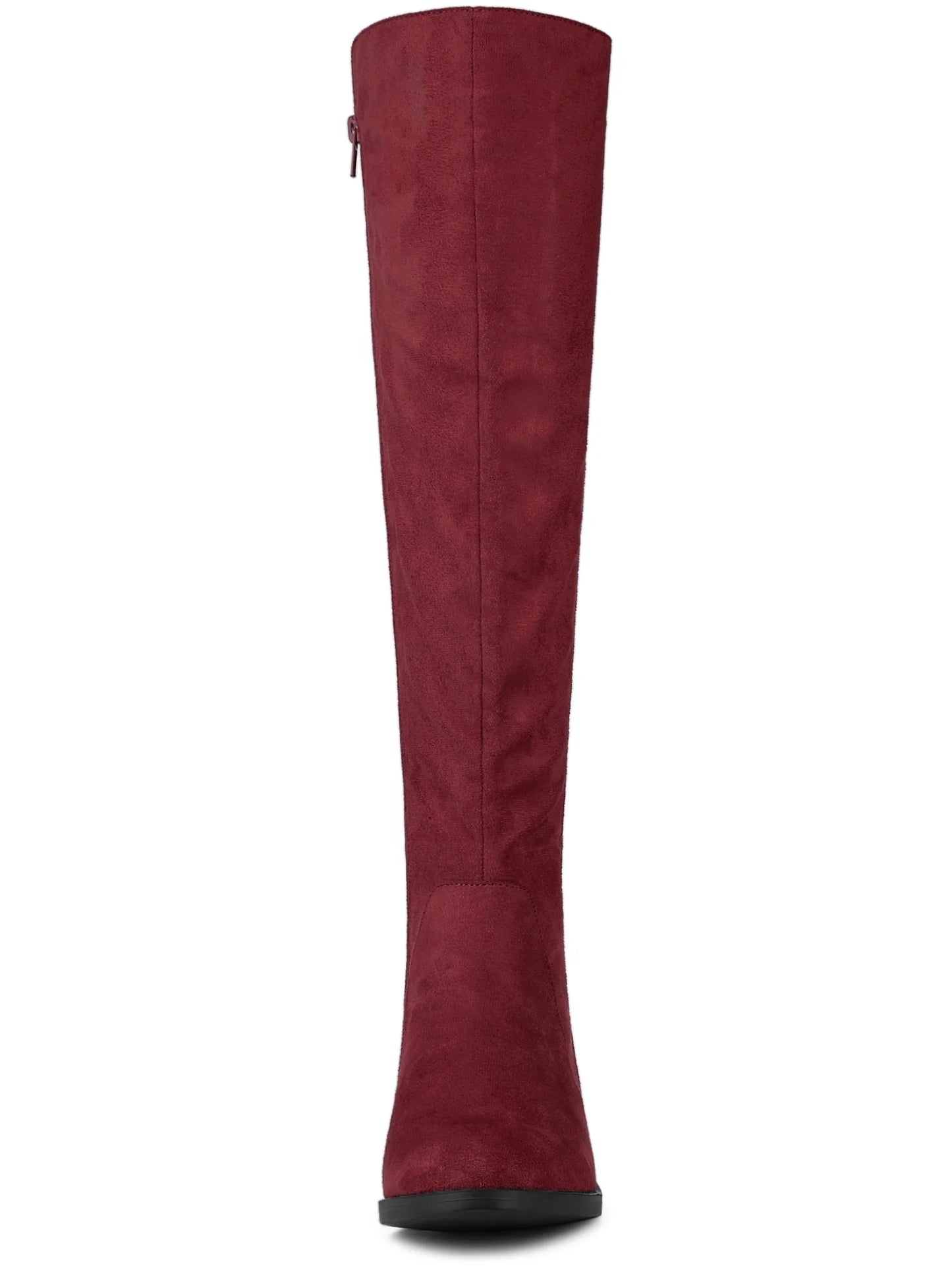 Women'S Side Zipper Block Heels Knee High Boots