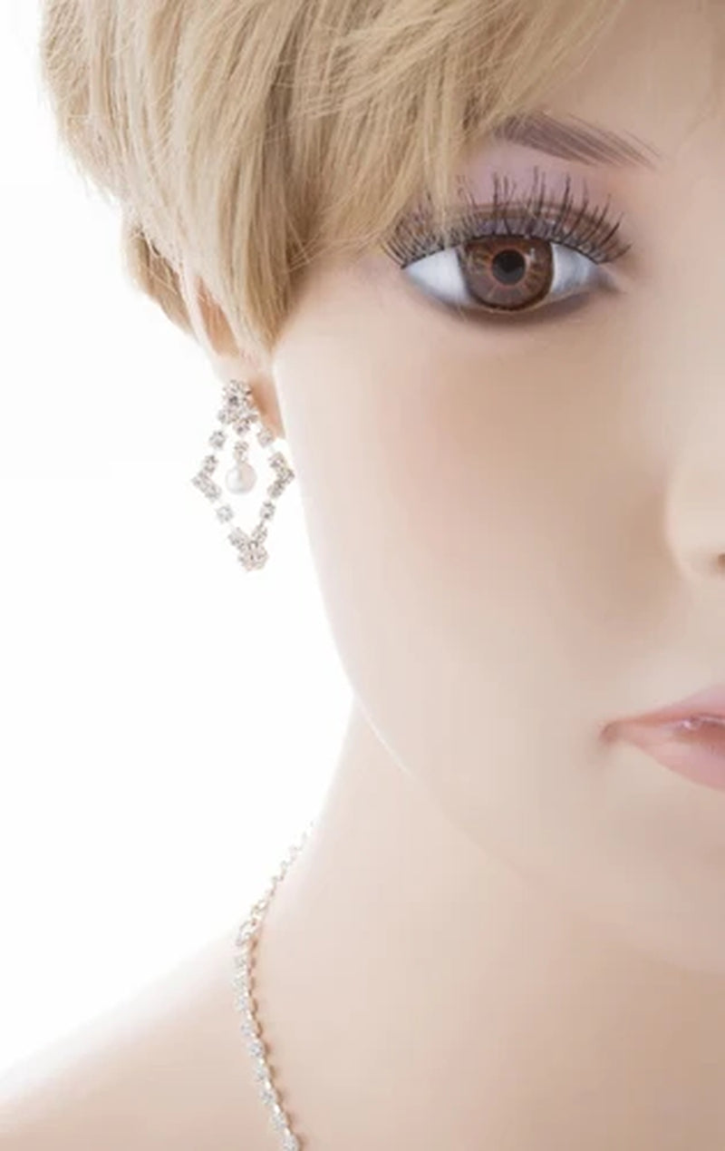 Elegant Bridal Wedding Jewelry Set with Crystal Rhinestones and Pearls