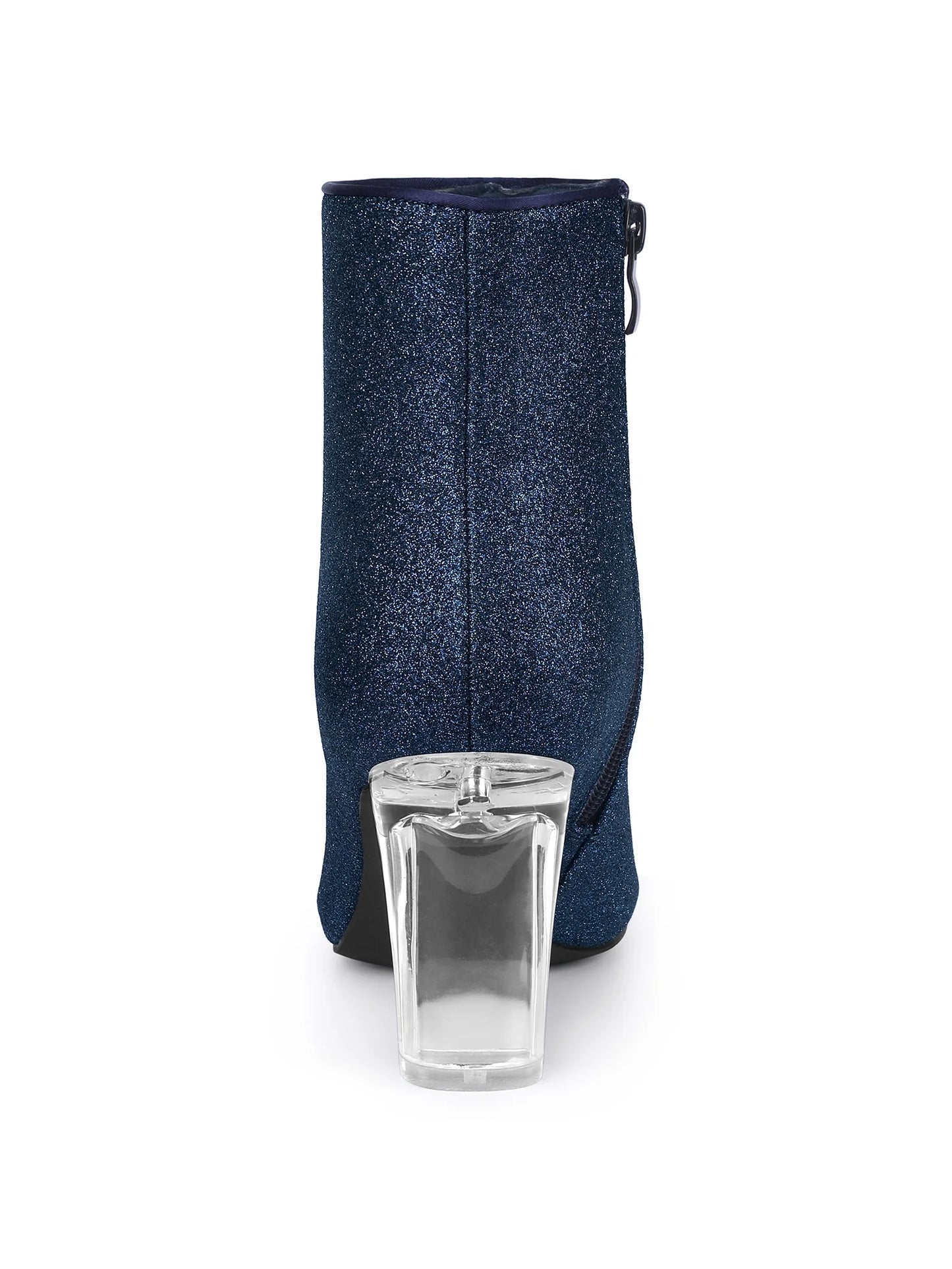 Allegra K Women'S Clear Block Heel Glitter Prom Ankle Booties
