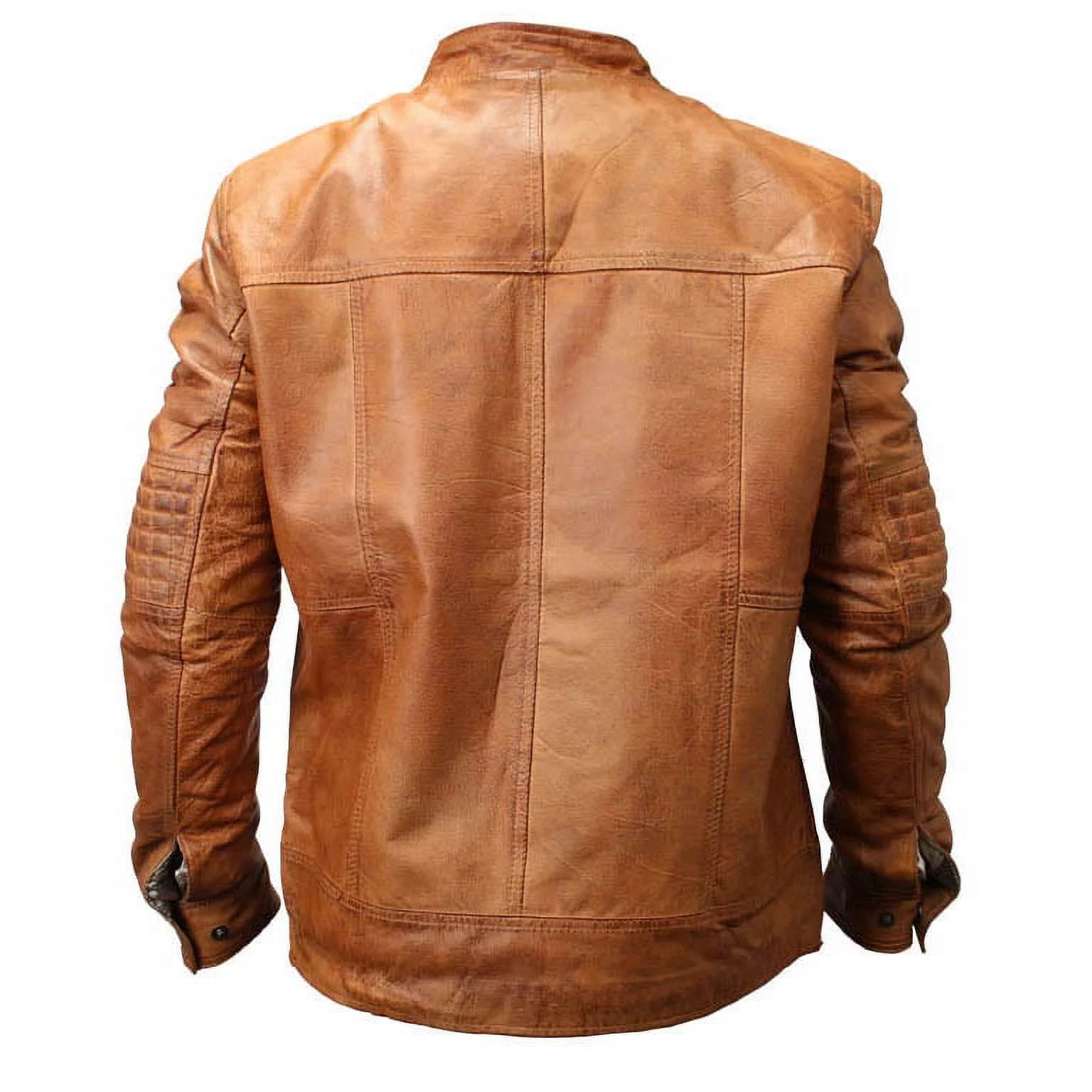 9637-XL New Mens Genuine Sheep Skin Leather Fashion Jacket 2 Buttoned Chest Pocket - Brown, Extra Large