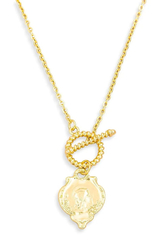 Chic Long Medallion Necklace with Lobster Clasp