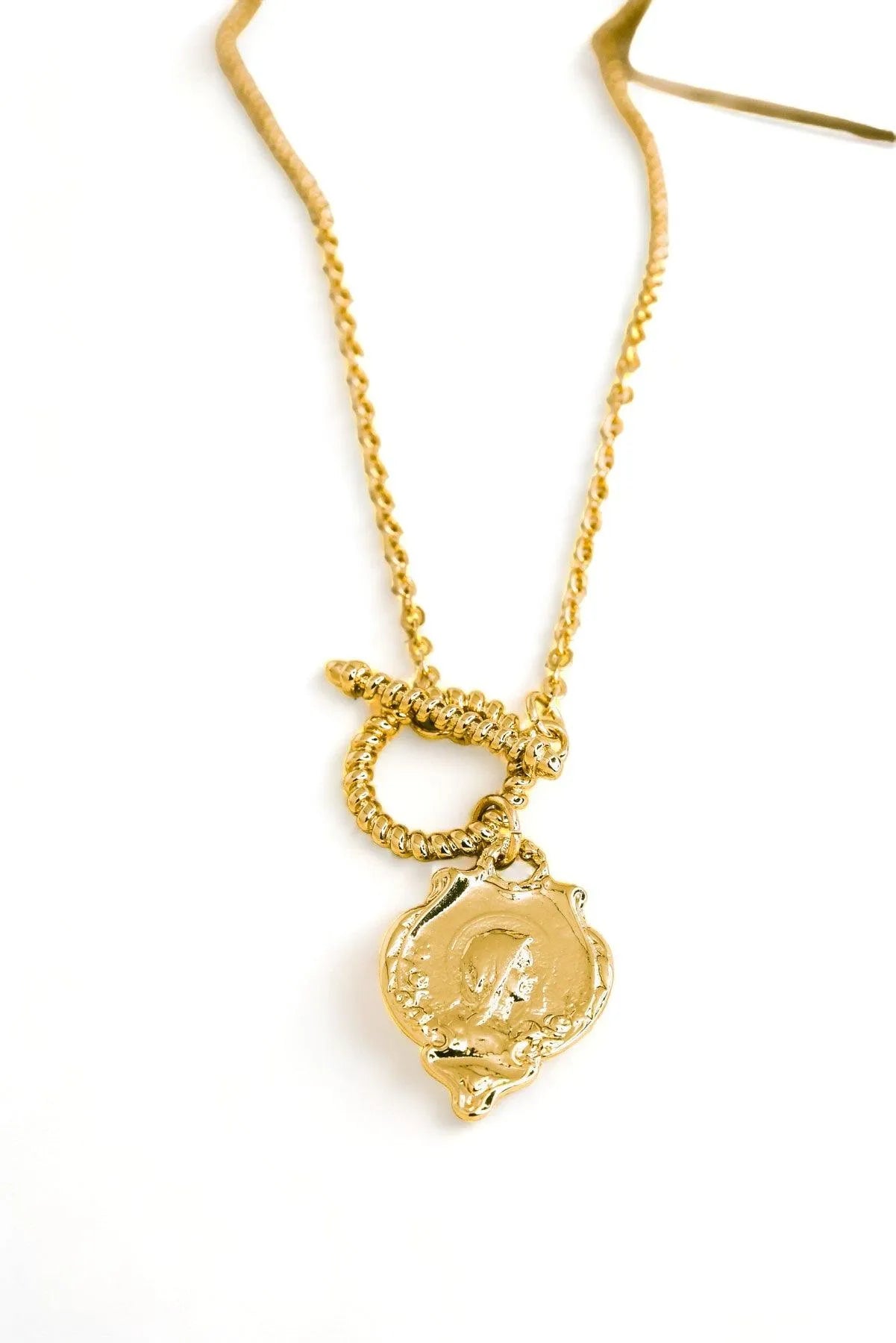 Chic Long Medallion Necklace with Lobster Clasp