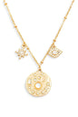 Stunning Gold Moon Star Evil Eye Rhinestone Pendant Necklace