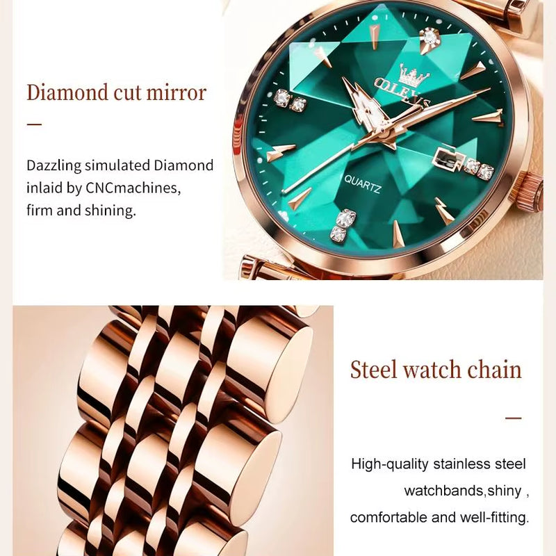 5536 Luxury Brand Elegant Women Watch High Quality Diamond Rose Gold Waterproof Quartz Watch Dress Bracelet Women Reloj