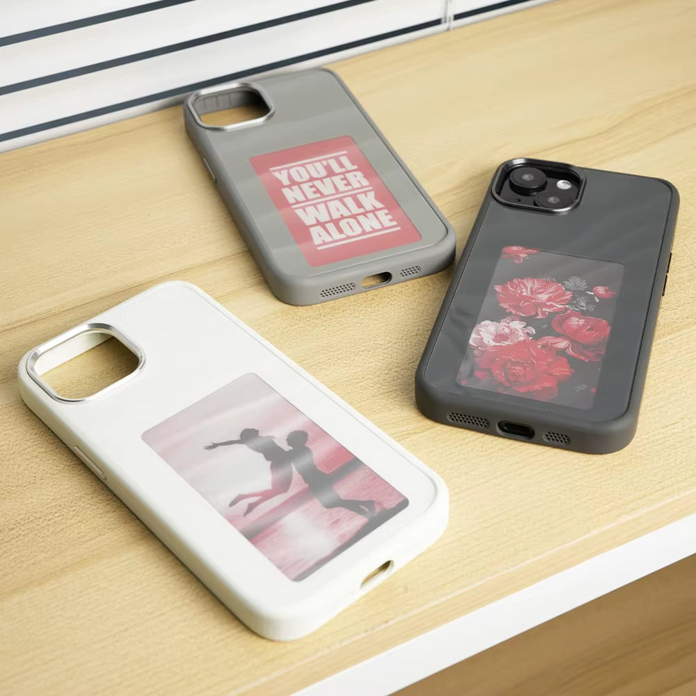 NFC Phone Case Wholesale LED Smart E Ink Screen Phone Cases PC Cover for Iphone NFC 12 13 14 15 Pro Max DIY Phone Display Case