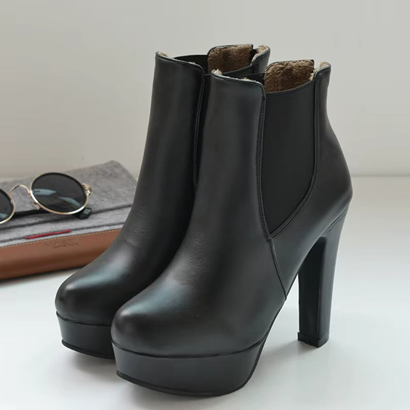 Fashion Women'S Ankle Boots Platform Sexy High Heels Short Boot for Women Black White Heels Party Shoes Ladies Large Size 48 50