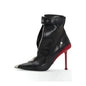 Belt Buckle Front Zipper Fashion Show Short Boots Women'S Autumn Winter New Pointed Metal Decoration Red High Heels Ankle Boots