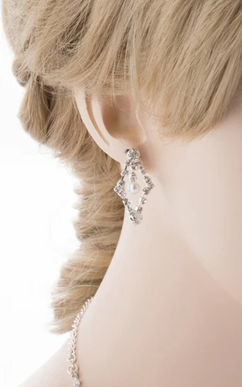 Elegant Bridal Wedding Jewelry Set with Crystal Rhinestones and Pearls
