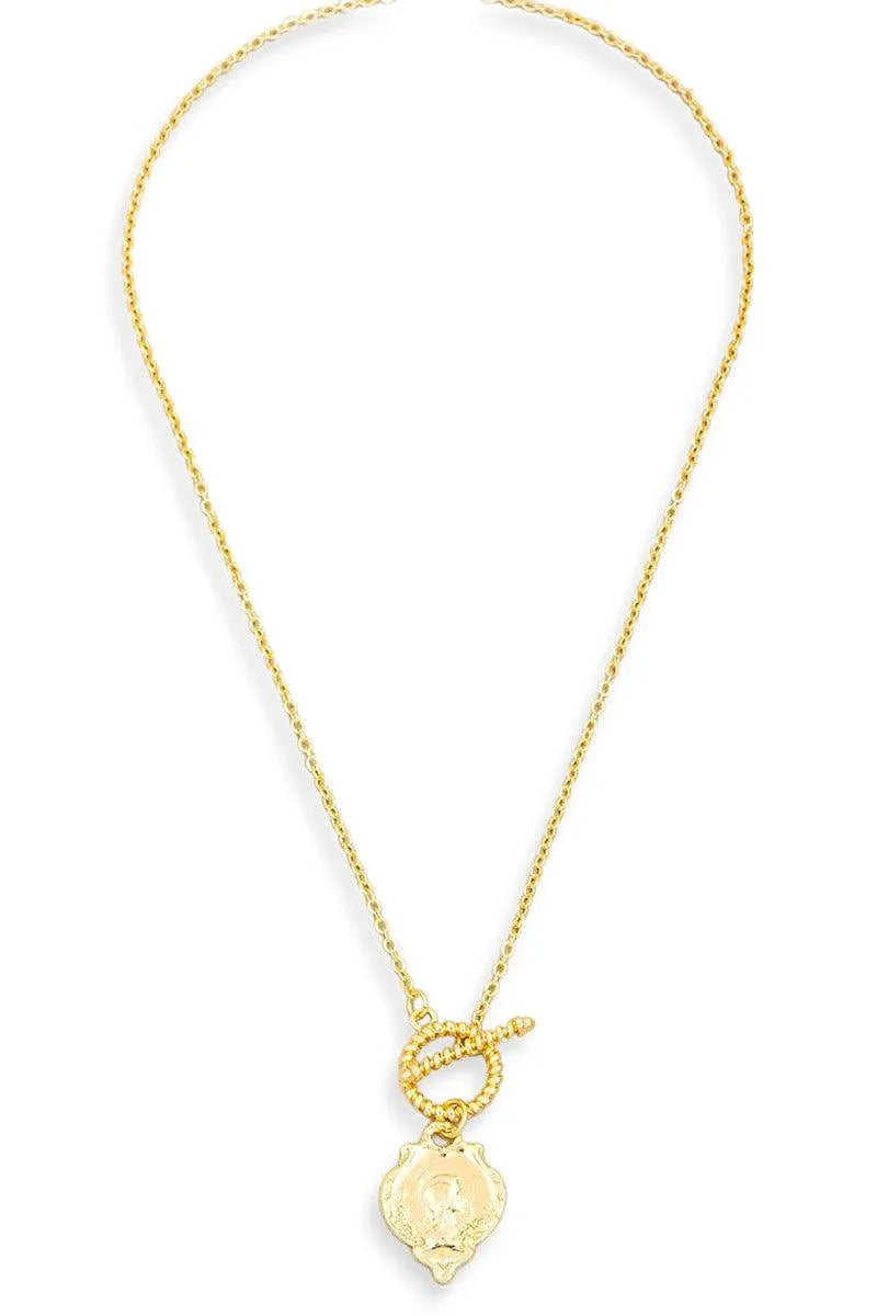 Chic Long Medallion Necklace with Lobster Clasp