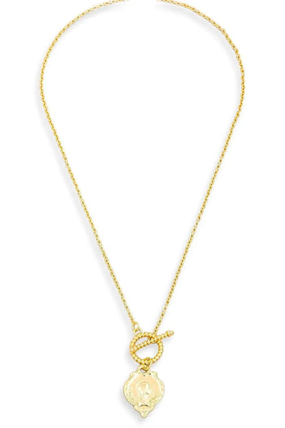 Chic Long Medallion Necklace with Lobster Clasp