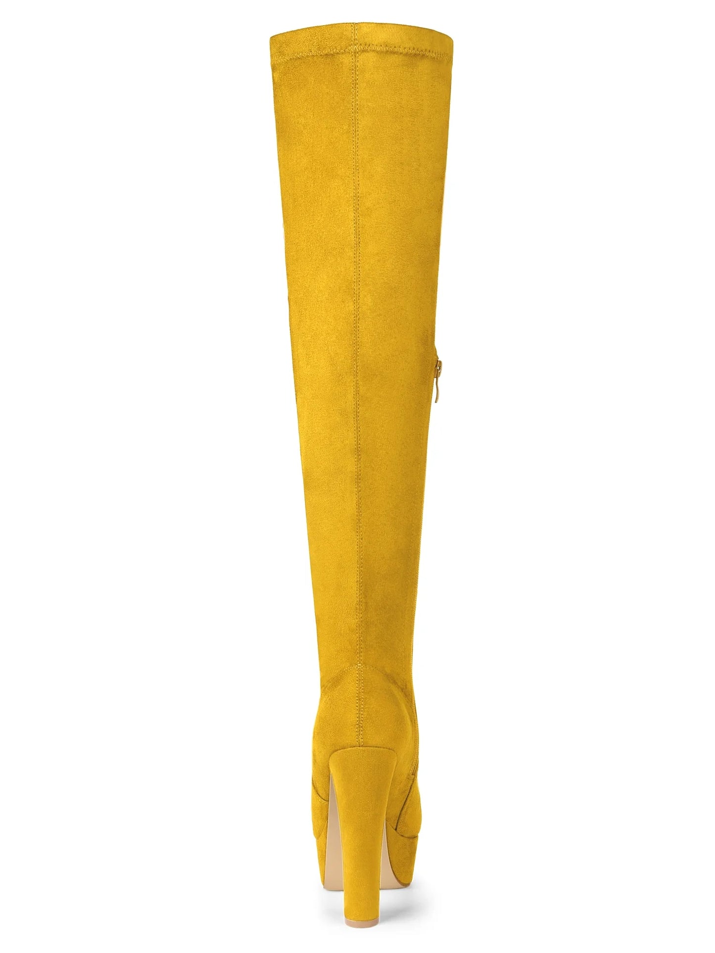 Women'S Platform Block Heel over Knee Boots Yellow 8.5