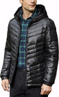 Men'S Packable Insulated Warm Hooded Puffer Long Sleeve down Jacket Winter Coat, Black-L