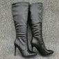Womens Winter Boots Stiletto High Heels Pointed Toe Thigh High Boots Black Brown Knee High Shoes Fashion Autumn Winter Shoes
