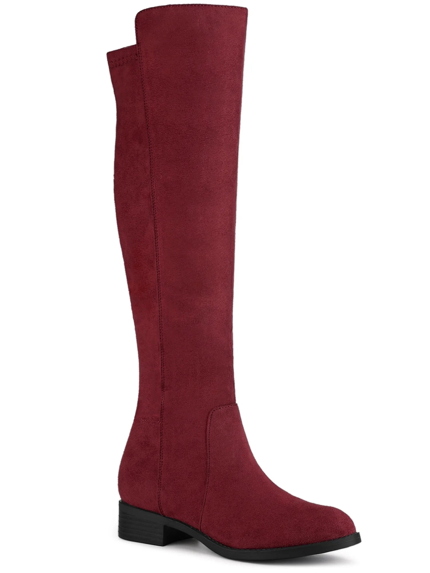 Women'S Side Zipper Block Heels Knee High Boots