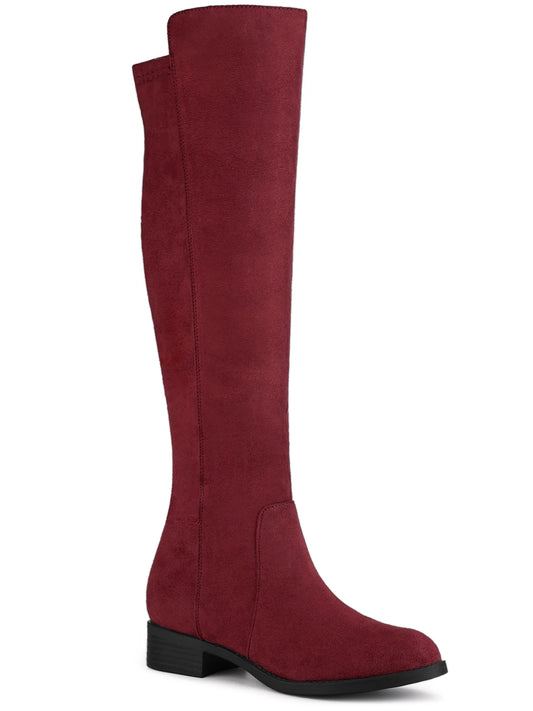Women'S Side Zipper Block Heels Knee High Boots