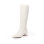 Western Cowboy Boots for Women Winter Snake Leather Long Knee High Boot Pointed Low Heels Footwear Shoes Female Large Size 45