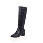 Western Cowboy Boots for Women Winter Snake Leather Long Knee High Boot Pointed Low Heels Footwear Shoes Female Large Size 45