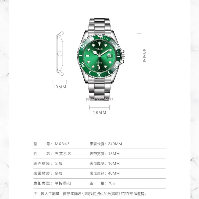 Men Watch Luxury Quartz Watch Business Watches Blue Dial Calendar Men Stainless Steel Band Fashion Male Wrist Watch Clock