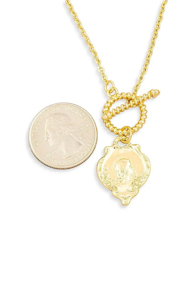 Chic Long Medallion Necklace with Lobster Clasp