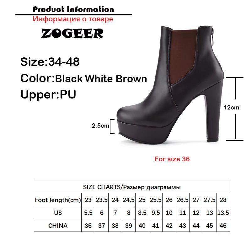 Fashion Women'S Ankle Boots Platform Sexy High Heels Short Boot for Women Black White Heels Party Shoes Ladies Large Size 48 50