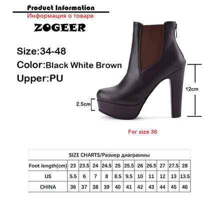 Fashion Women'S Ankle Boots Platform Sexy High Heels Short Boot for Women Black White Heels Party Shoes Ladies Large Size 48 50