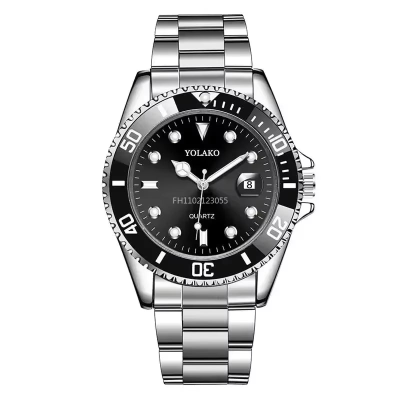 Men Watch Luxury Quartz Watch Business Watches Blue Dial Calendar Men Stainless Steel Band Fashion Male Wrist Watch Clock