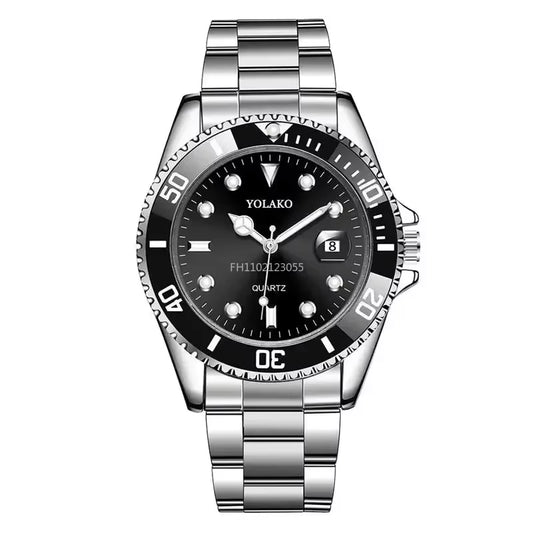 Men Watch Luxury Quartz Watch Business Watches Blue Dial Calendar Men Stainless Steel Band Fashion Male Wrist Watch Clock