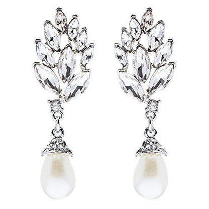 Bridal Wedding Jewelry Crystal Rhinestone Pearl Earrings