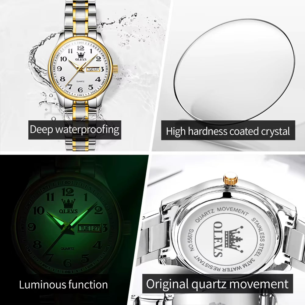 5567 Women'S Watch Original Luxury Brand Stainless Steel Waterproof Quartz Women'S Watch Elegant Date Zhou Women'S Watches