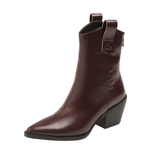2025 New Women Wedge Boots High Heel Ankle Boots Winter Pointed Cowboy Boots Fashion Western Booties Woman Shoes 44 45