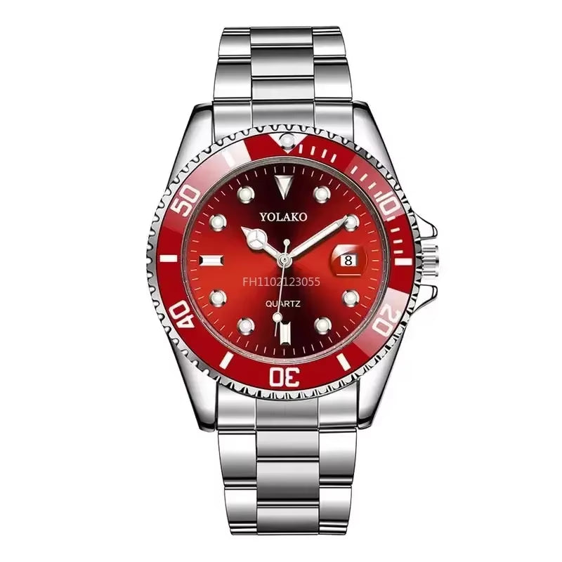 Men Watch Luxury Quartz Watch Business Watches Blue Dial Calendar Men Stainless Steel Band Fashion Male Wrist Watch Clock