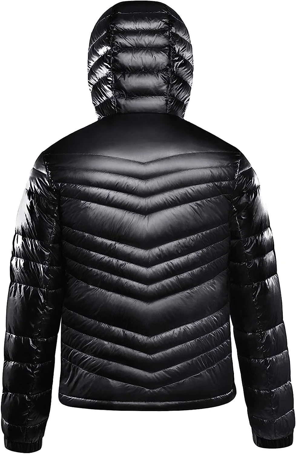 Men'S Packable Insulated Warm Hooded Puffer Long Sleeve down Jacket Winter Coat, Black-L