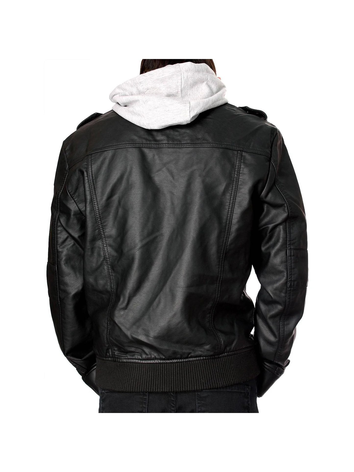 Designer Men'S Faux Leather Jacket - M1-Black-Xl