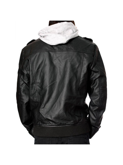 Designer Men'S Faux Leather Jacket - M1-Black-Xl