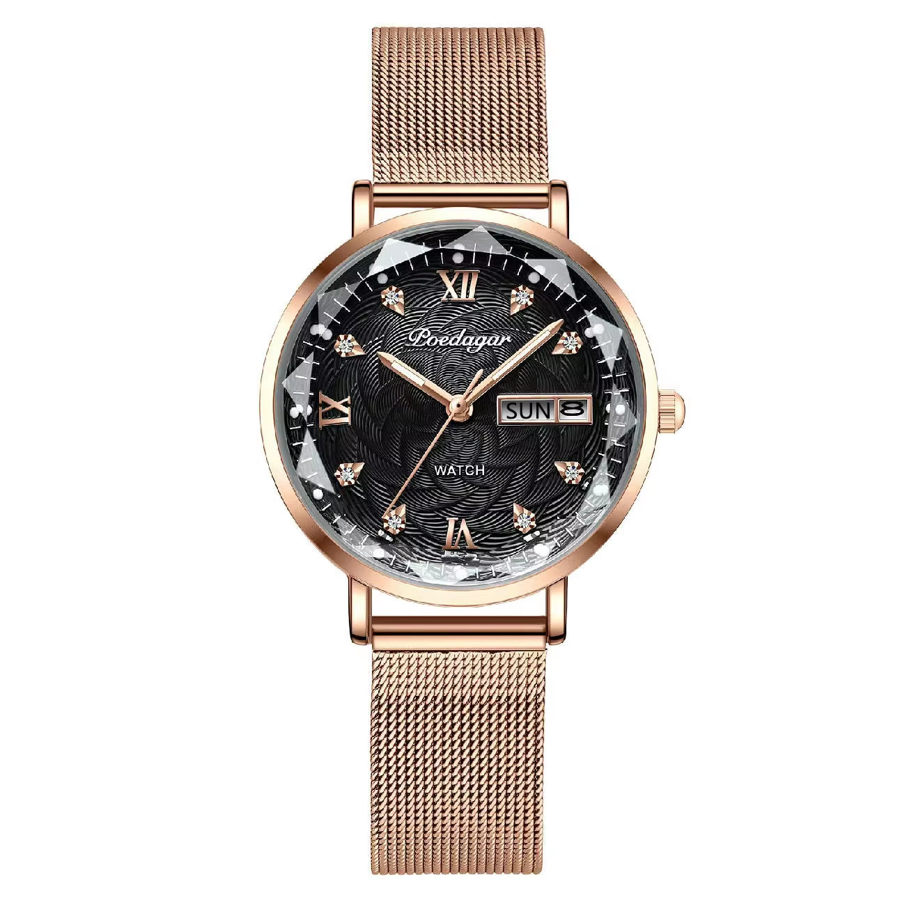 Women Watch Stainless Steel Mesh Rose Gold Simple Waterproof Luminous Ladies Watches Luxury Quartz Elegant