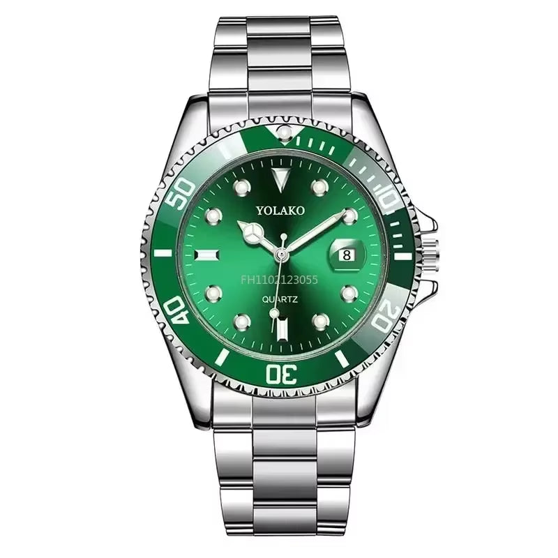 Men Watch Luxury Quartz Watch Business Watches Blue Dial Calendar Men Stainless Steel Band Fashion Male Wrist Watch Clock