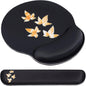 Keyboard Wrist Rest Pad and Mouse Pad Rest Memory Foam, Gaming Mouse Pad with Wrist Support, Ergonomic Wrist Pad for Computer/Laptop/Home/Office/School Key+Mouse Leaves-Cx