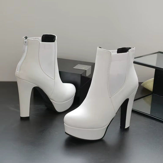Fashion Women'S Ankle Boots Platform Sexy High Heels Short Boot for Women Black White Heels Party Shoes Ladies Large Size 48 50