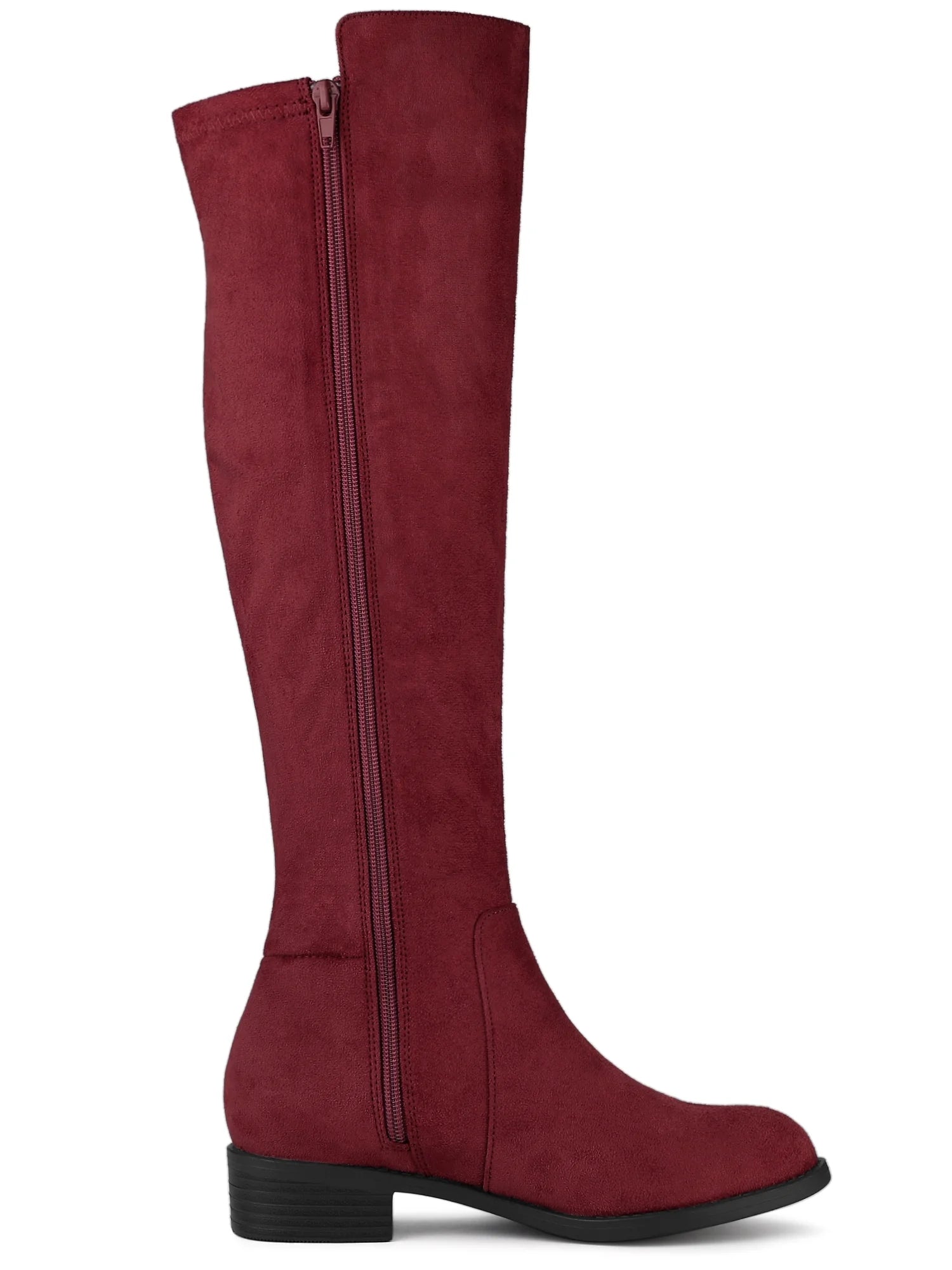 Women'S Side Zipper Block Heels Knee High Boots
