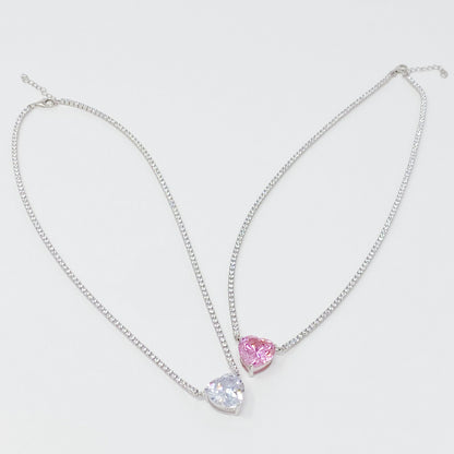 Firing Heart Sterling Silver Tennis Necklace