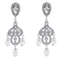 Elegant Vintage Bridal Dangle Earrings with Crystal Rhinestones and Pearls in White