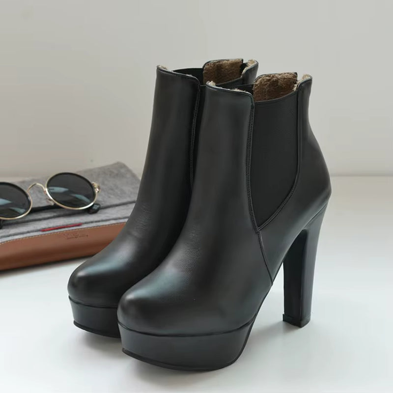 Fashion Women'S Ankle Boots Platform Sexy High Heels Short Boot for Women Black White Heels Party Shoes Ladies Large Size 48 50