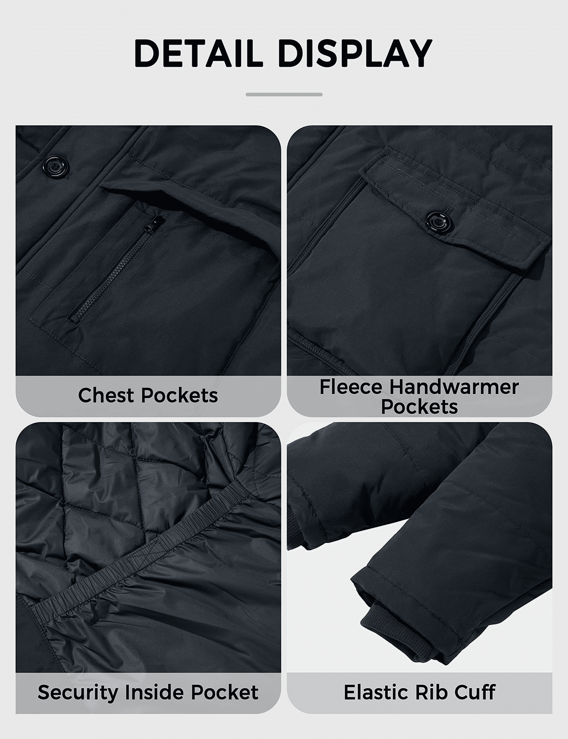 Men'S Big and Tall Winter Coat Warm Puffer Jacket Windproof Winter Jacket Navy 5X