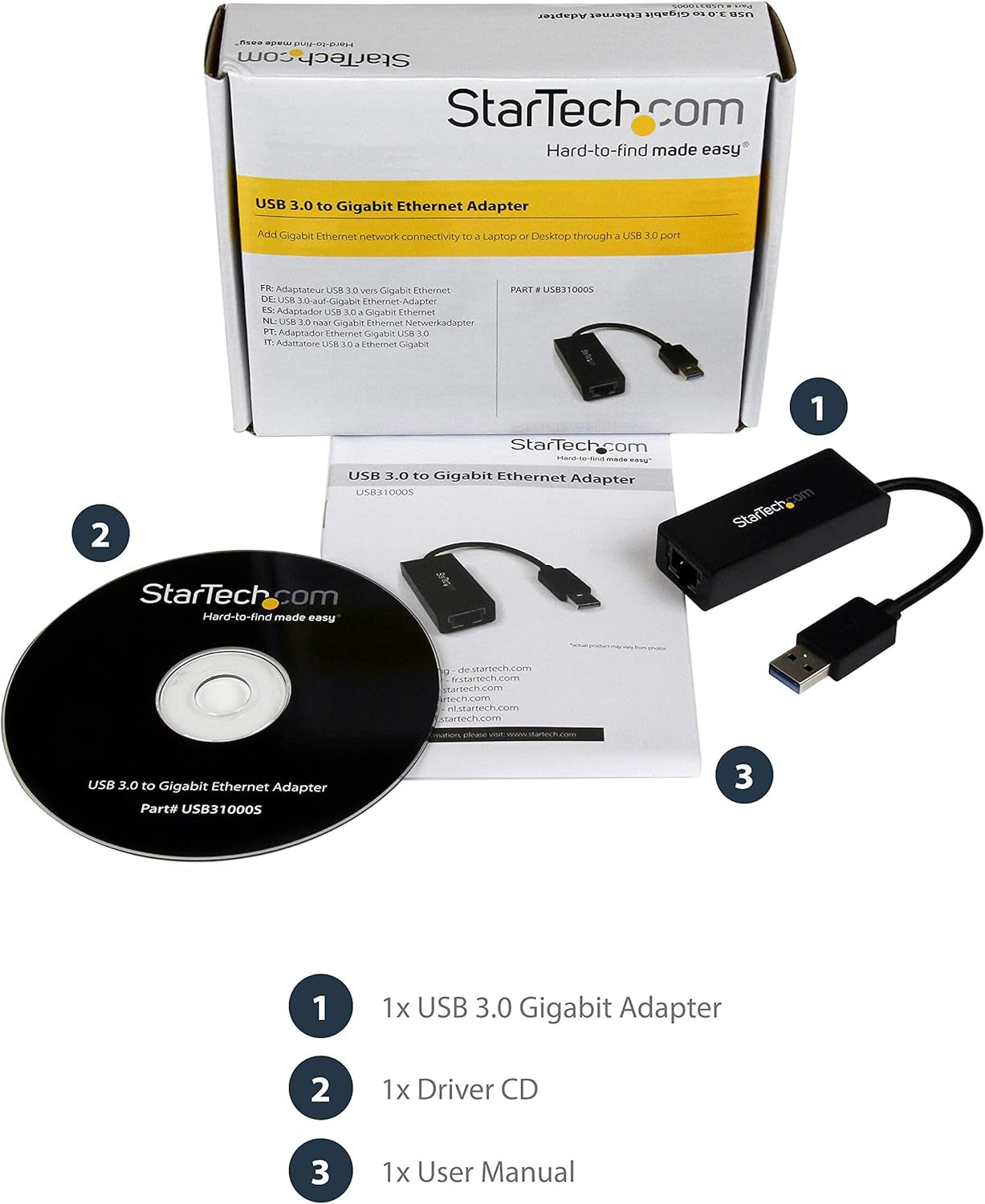 USB 3.0 to Gigabit Ethernet NIC Network Adapter - USB to RJ45 for 10/100/1000 Network