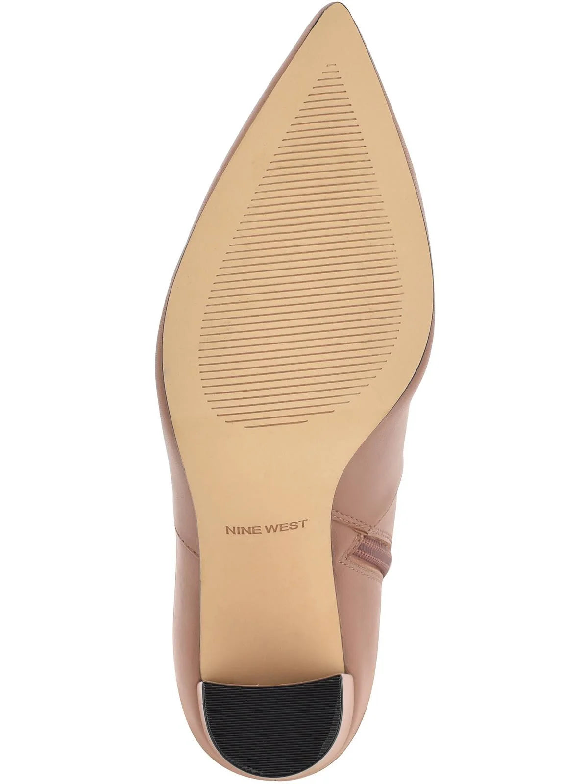 Womens Beige Comfort Danee Pointy Toe Block Heel Zip-Up Leather Boots Shoes 8.5 M WC