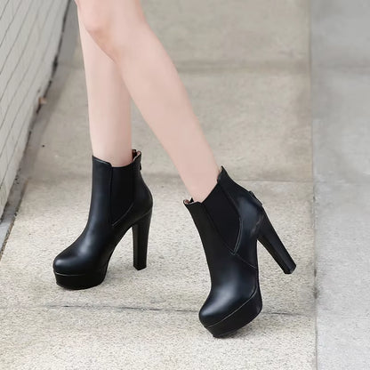Fashion Women'S Ankle Boots Platform Sexy High Heels Short Boot for Women Black White Heels Party Shoes Ladies Large Size 48 50