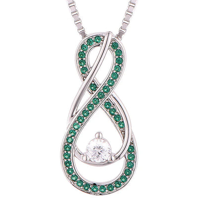 Emerald Green Infinity Birthstone Necklace - May Gemstone