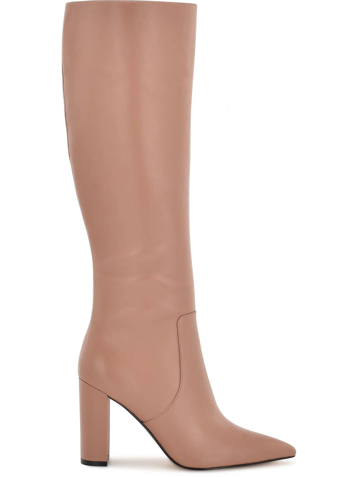 Womens Beige Comfort Danee Pointy Toe Block Heel Zip-Up Leather Boots Shoes 8.5 M WC
