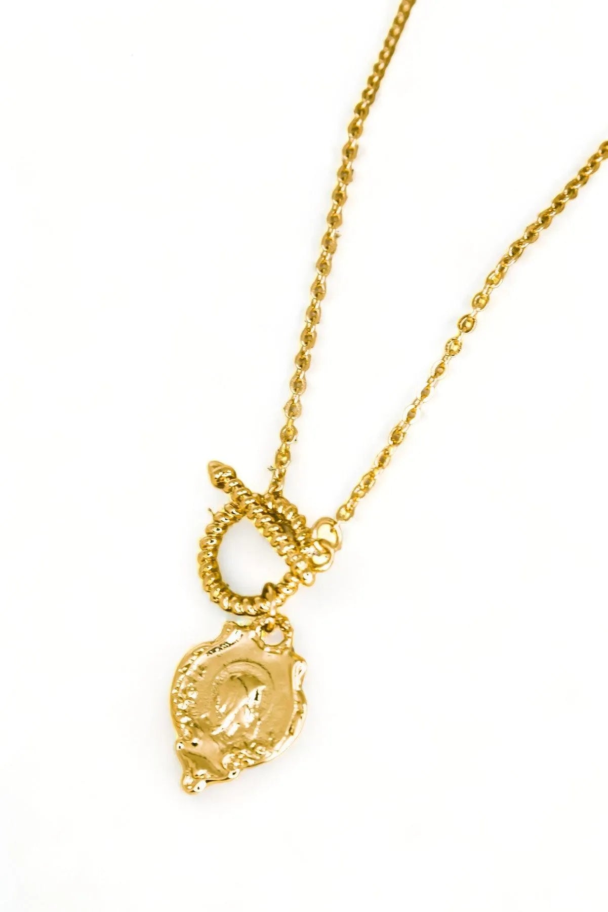 Chic Long Medallion Necklace with Lobster Clasp